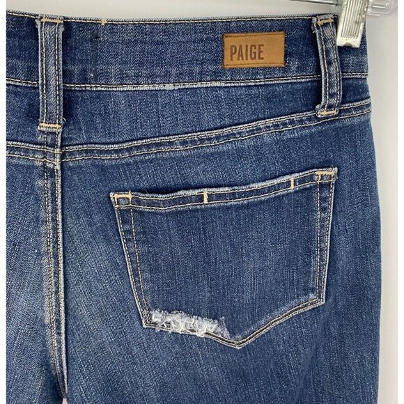 Paige Womens Bermuda Jean Shorts Blue Denim Jax Mid Rise Size 25 Boho Distressed - Picture 10 of 11